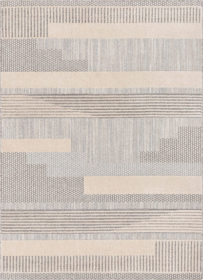Well Woven Harlow Collection Briar Beige - Modern Tribal Minimalist Geometric 5x7 Area Rug - Ideal for Living Room, Dining Room & Bedroom - Durable, Stain Resistant & Easy to Clean