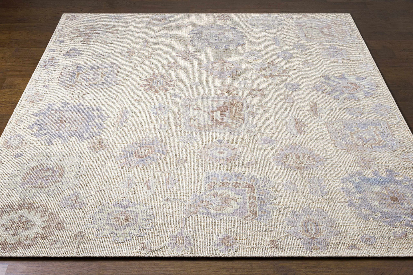 Hauteloom Bulusan Recycled Material Area Rug - Floral Medallion Geometric Distressed Abstract - Traditional Oushak Transitional Oriental Farmhouse - Light Gray, Dark Red, Beige, Cream, Gray - 2' x 3'