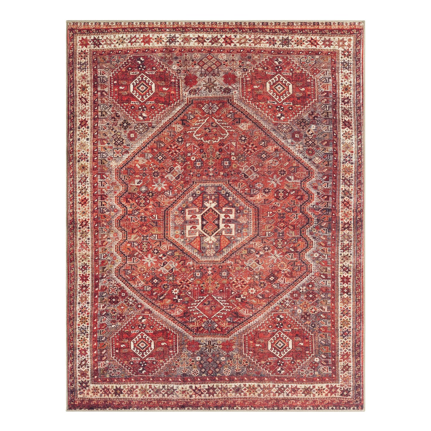 Keen Home Design 48"x72" Rug - Machine Washable Area Rug with Non-Slip Backing, Ideal for Living Room, Dining Room, Bedroom - Vintage, Easy Clean, Durable, Low Pile Rug - (4' x 6')