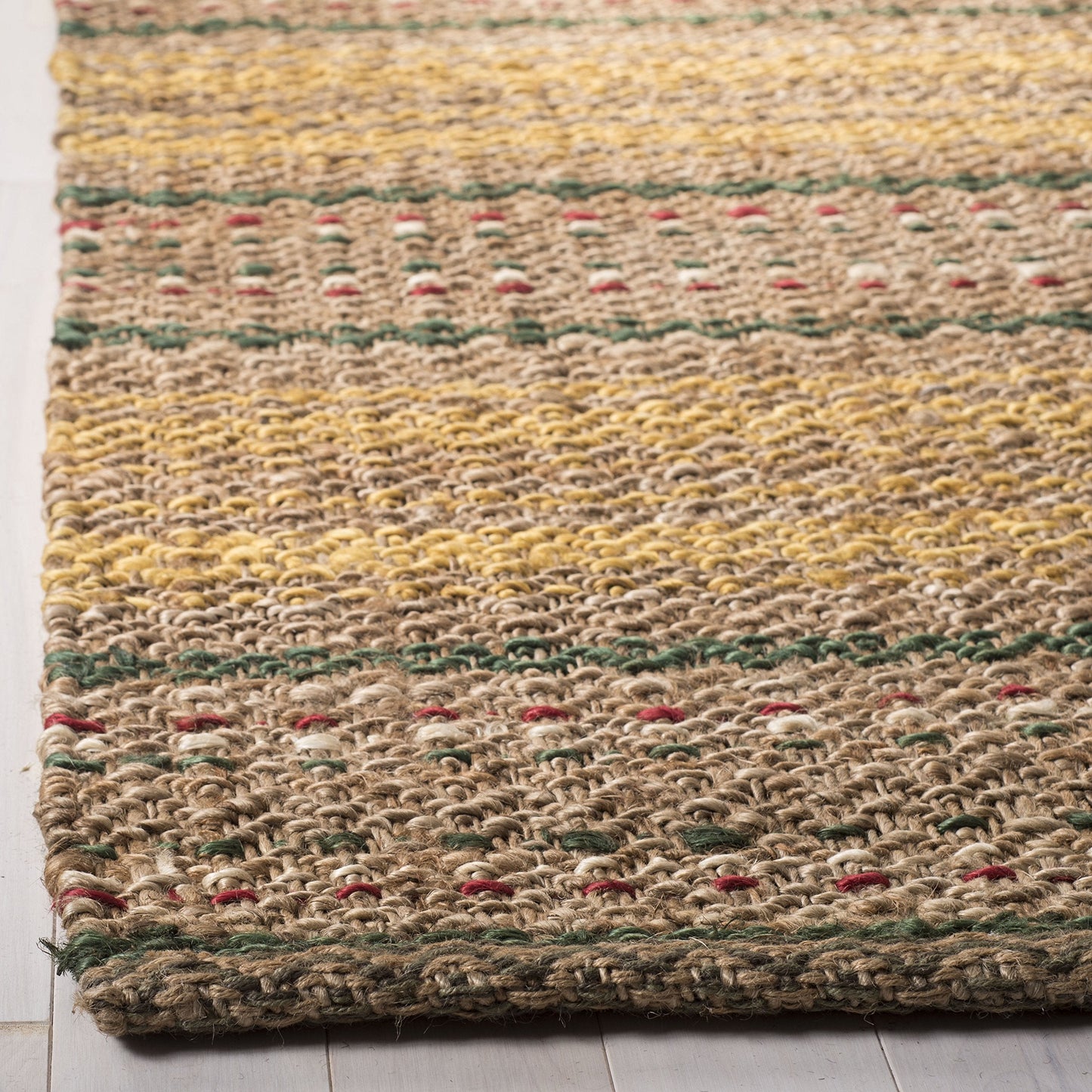 SAFAVIEH Natural Fiber Collection Area Rug - 6' x 9', Natural & Gold, Handmade Stripe Jute, Ideal for High Traffic Areas in Living Room, Bedroom (NF202B)