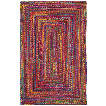 SAFAVIEH Area Rug 3x5 - Cape Cod Collection - Red & Multi, Handmade Jute & Cotton, Woven Braided Design (CAP202A)
