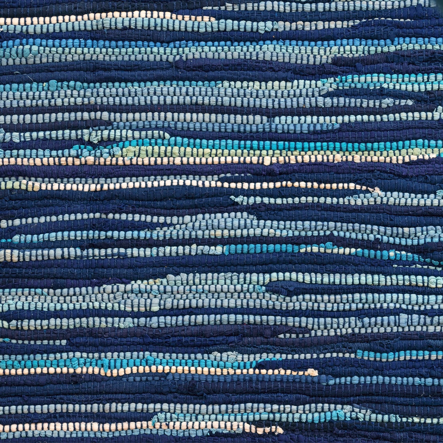 HOMEMONDE Navy Rag Rug 20"x32" Recycled Soft Cotton Chindi Rugs Hand Crafted Reversible Boho Home Decor for Entyrway, Doormat, Kitchen, Bedroom, Living Room