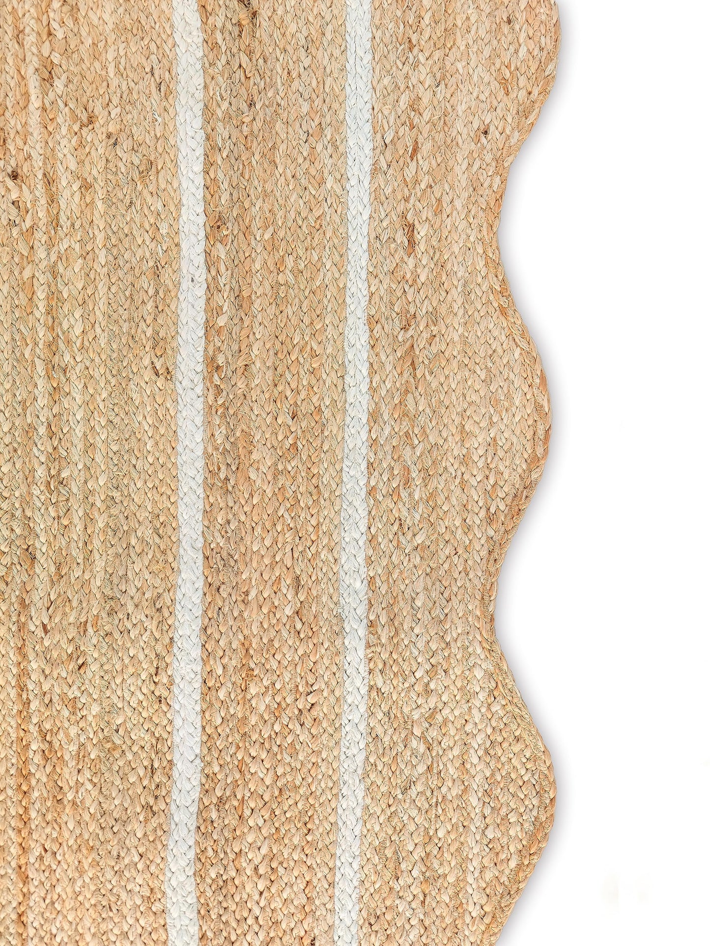 Weaving Village Wave Scalloped Natural Jute Rug - Boho Entryway Runner, Farmhouse Scallop, Off White (8'x10')