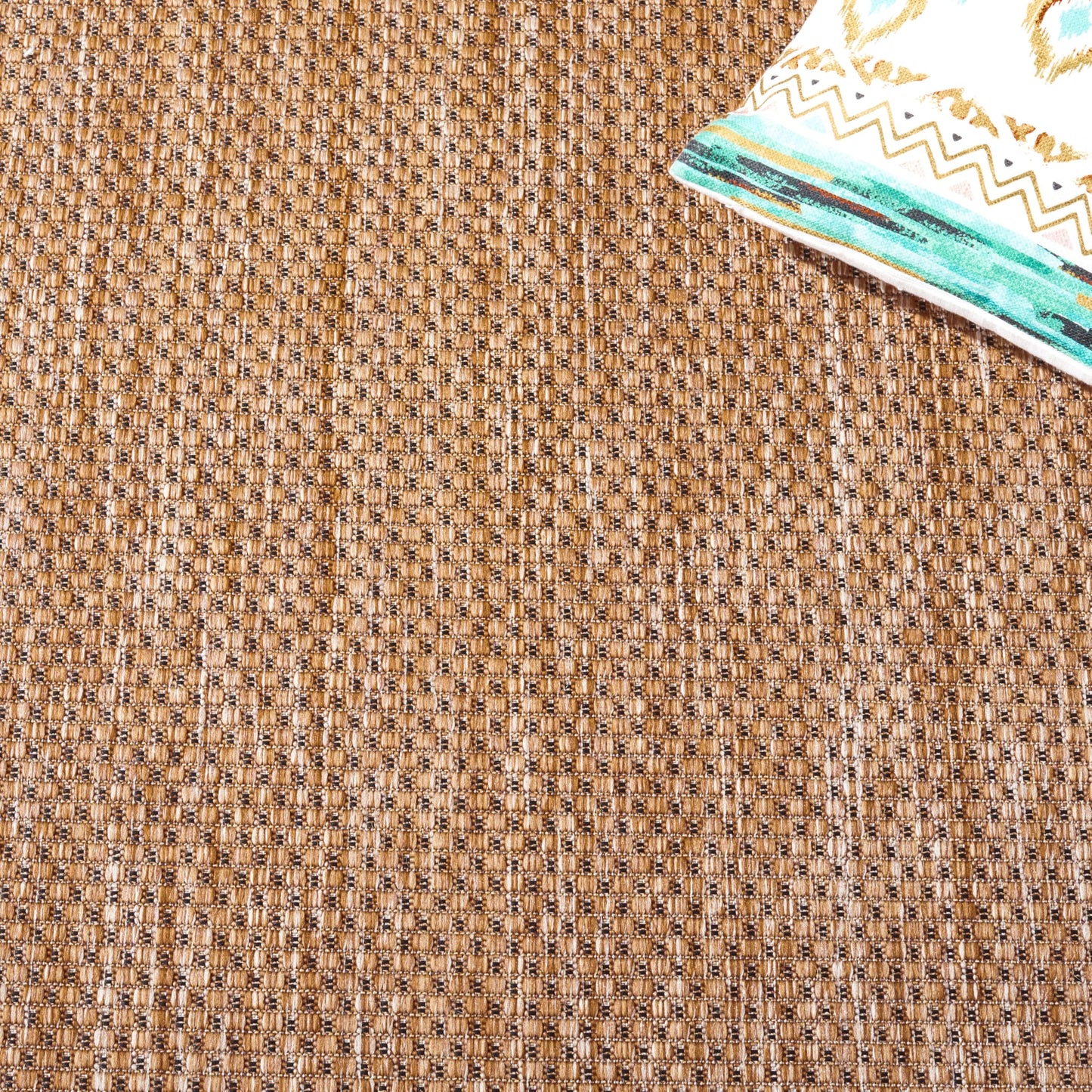 SAFAVIEH Washable Rug Outdoor Courtyard Collection - 5'3" x 7'7", Natural & Gold, Non-Shedding & Easy Cleaning, Ideal for Patio, Backyard, Mudroom (CY7987-39A5)