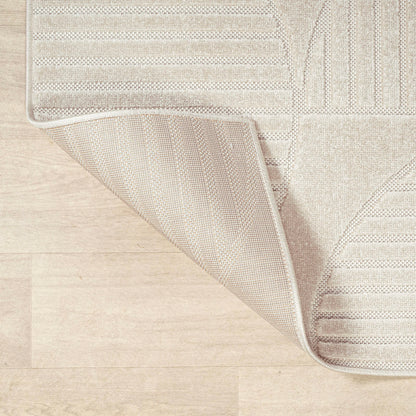 JONATHAN Y Nordby High-Low Arch Striped Ivory/Cream Indoor/Outdoor Area Rug, 8x10, Modern, Contemporary, Geometric, Bohemian, Bedroom, Kitchen, Living Room,Non Shedding (SCN104B-8)