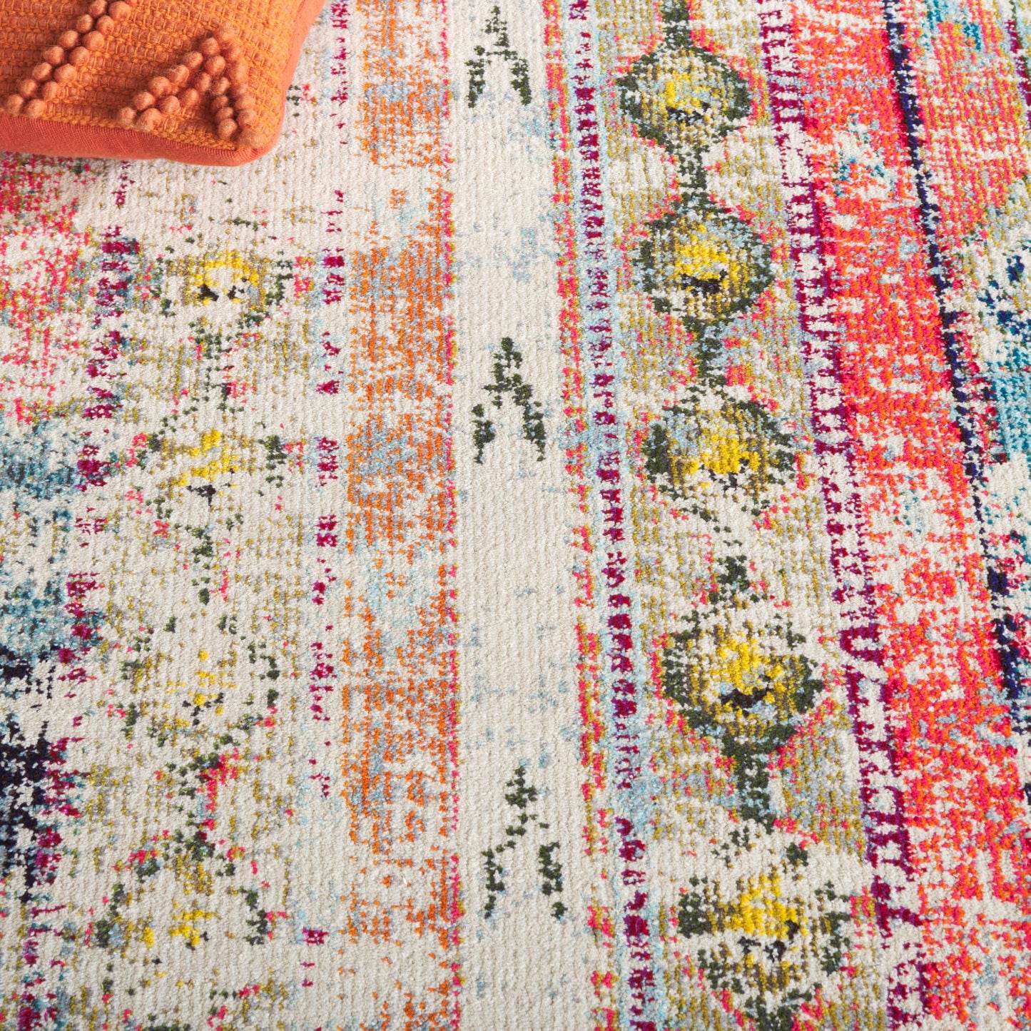 SAFAVIEH Monaco Collection Area Rug - 8' x 10', Multi, Boho Chic Tribal Distressed Design, Non-Shedding & Easy Care, Ideal for High Traffic Areas in Living Room, Bedroom (MNC222F)