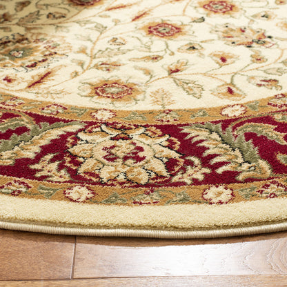 SAFAVIEH Lyndhurst Collection 8' Round Ivory/Red LNH215A Traditional Oriental Non-Shedding Dining Room Entryway Foyer Living Room Bedroom Area Rug