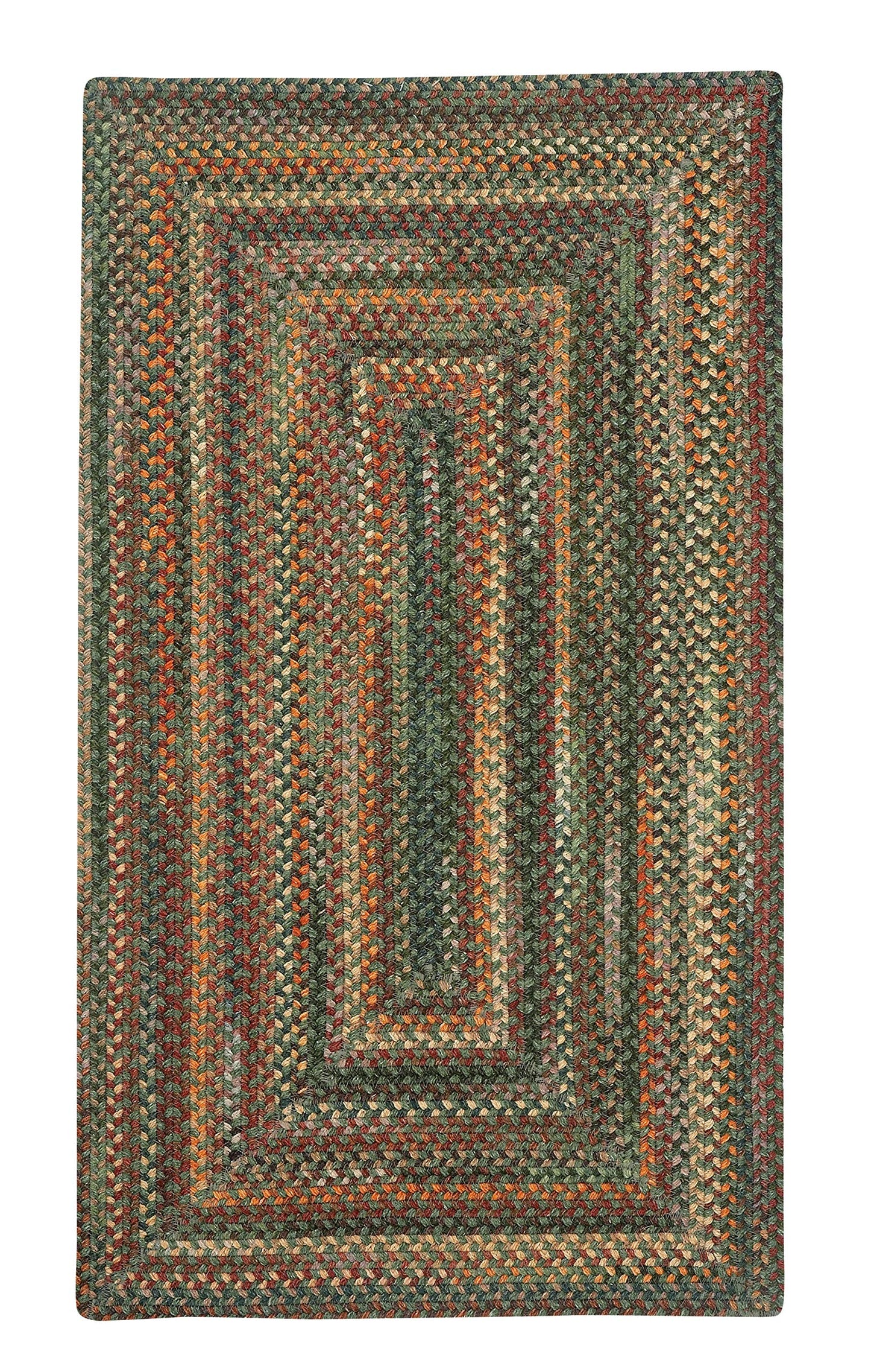 Capel American Heritage Green Multi 0' 24" X 0' 36" Concentric Rectangle Braided Rug