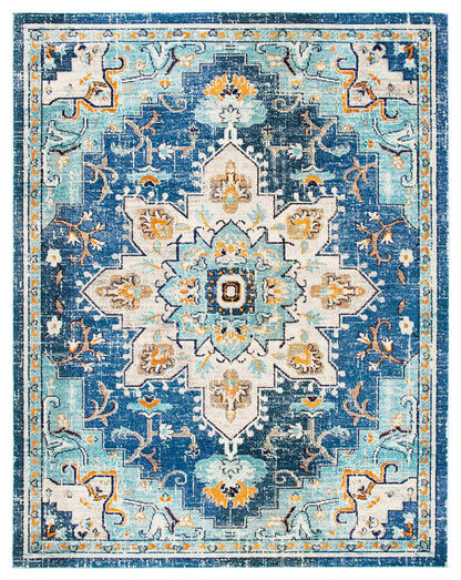SAFAVIEH Area Rug 9x12 - Madison Collection - Large - Blue & Light Blue, Boho Chic Distressed Medallion Design, Non-Shedding & Easy to Clean, Ideal for Living Room, Bedroom, Dining Space (MAD473M)