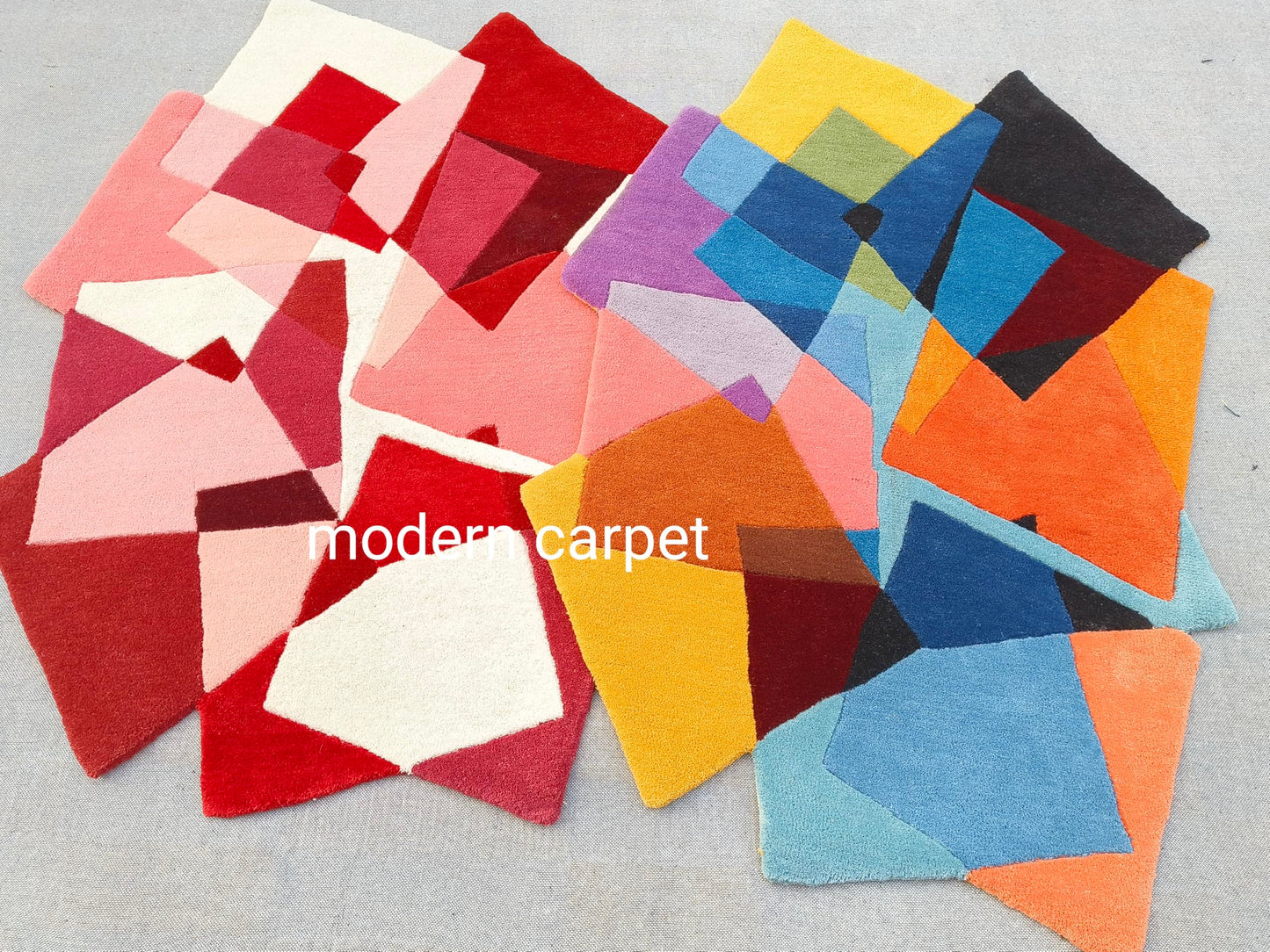 Irregular Shaped Throw Rugs Illusion Pattern Hand-Tufted 100% Wool Handmade Area Rugs 3X5 Ft Multicolor Elegant Hand Tufted Entryway Carpet (3x5 Feet)