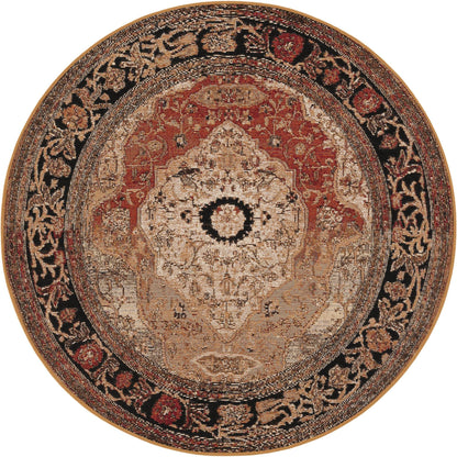Rugs.com - Outdoor Traditional Rug – 4 Ft Round Multi Indoor/Outdoor Rug – Weather-Resistant Flatweave for Patios, Decks, and Porches