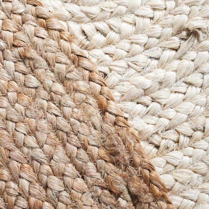 SAFAVIEH Area Rug 3x5 Oval - Natural Fiber Collection - Ivory & Natural Brown, Handmade Jute, Braided Border Design (NF801M)