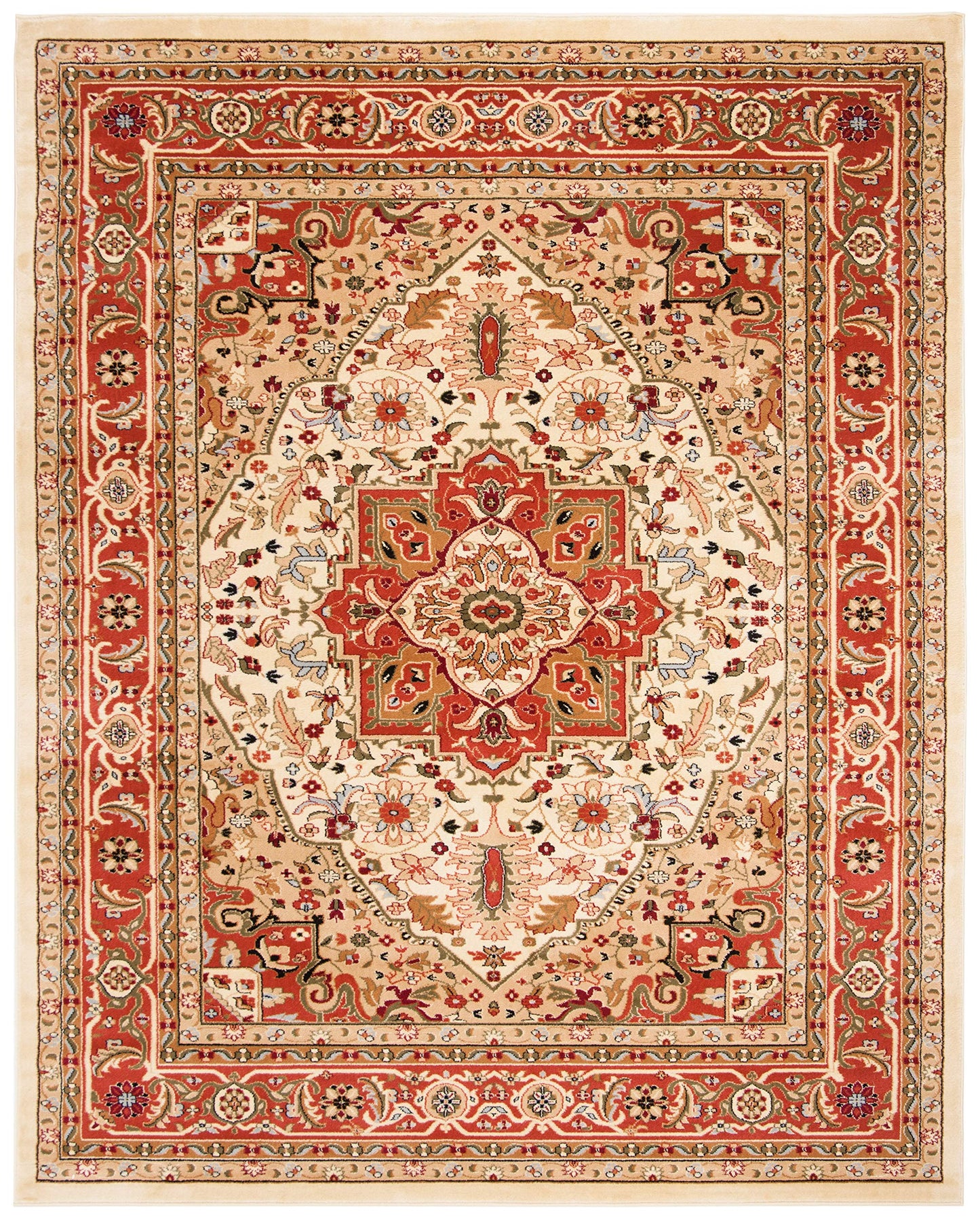 SAFAVIEH Lyndhurst Collection Area Rug - 6' x 9', Ivory & Rust, Traditional Oriental Design, Non-Shedding & Easy Care, Ideal for High Traffic Areas in Living Room, Bedroom (LNH330R)