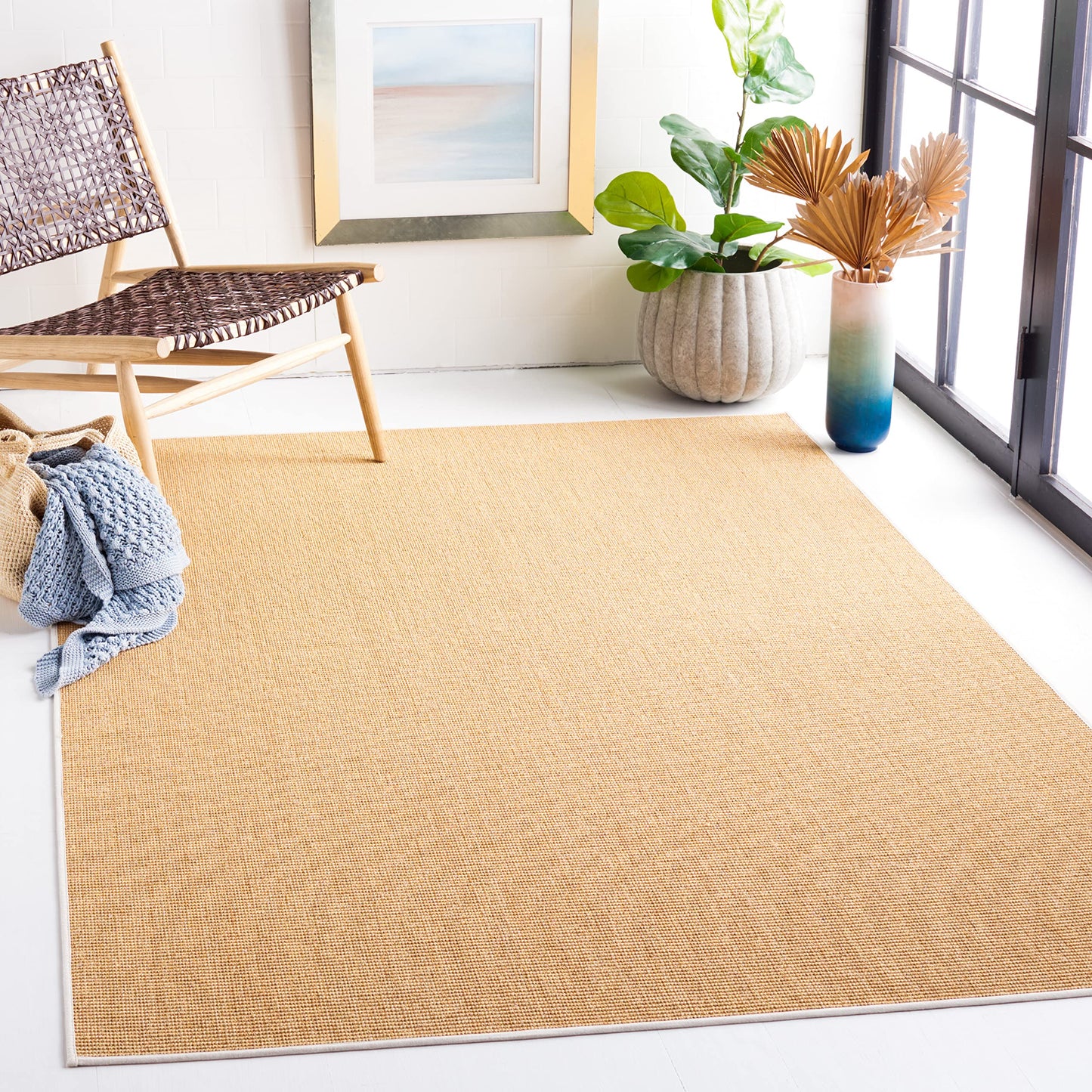 Martha Stewart x SAFAVIEH Area Rug Collection - 5' x 7', Natural & White, Sisal & Jute, Farmhouse Style, Ideal for Living Room, Bedroom, Office, Dining Space (MSR9501H)