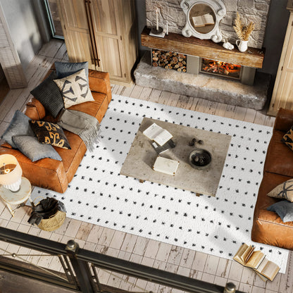 JONATHAN Y Pele Modern Geometric Dot Shag White/Gray Indoor Area Rug, 8x10, Bohemian, Contemporary, Easy-Cleaning for Living Room, Bedroom, Kitchen, Pet Friendly, Non-Shedding (MOH400A-8)