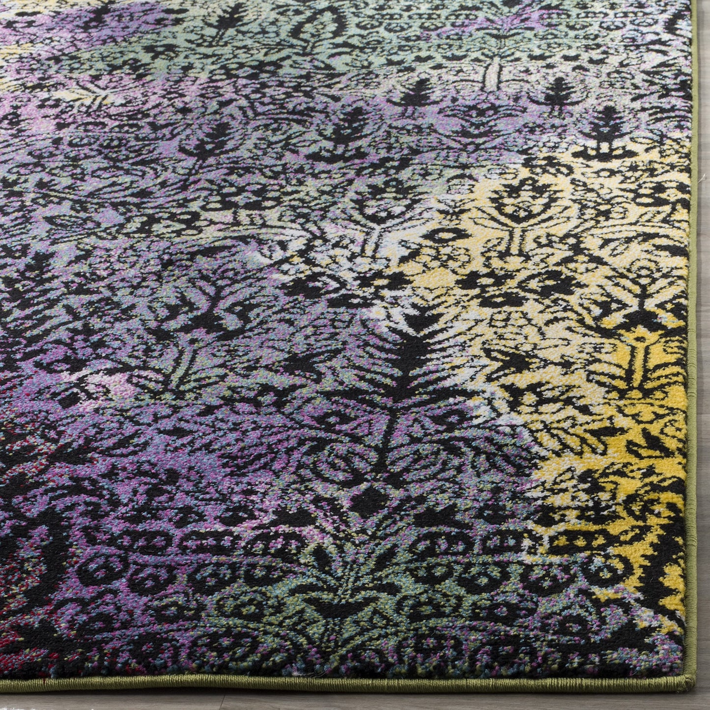 SAFAVIEH Watercolor Collection Area Rug - 6'7" x 9', Light Yellow & Green, Modern Boho Abstract Design, Non-Shedding & Easy Care, Ideal for High Traffic Areas in Living Room, Bedroom (WTC673H)
