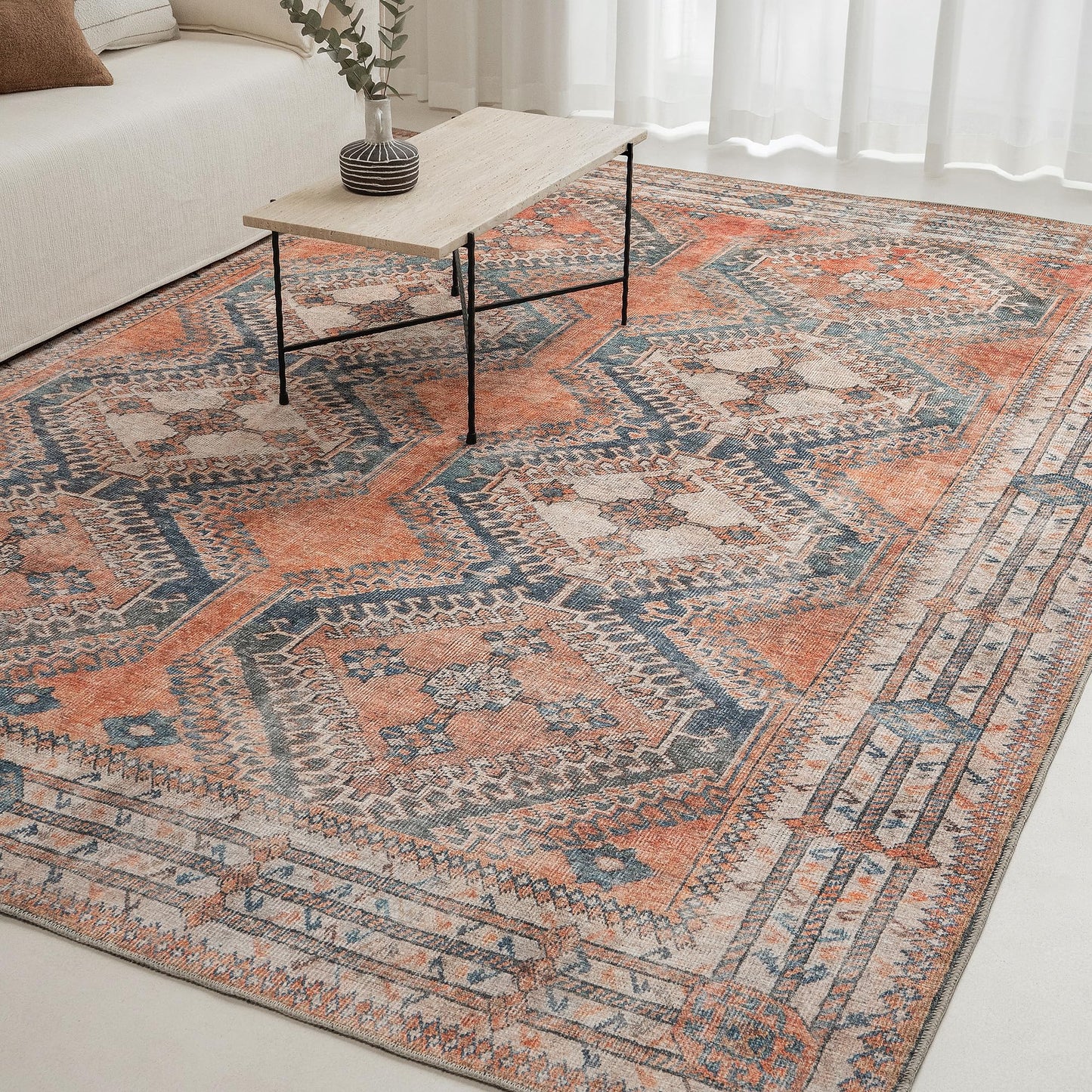 KNOTTING MATTERS Knot Tangelo 8’3” x 11’6” Area Rug – Tangelo Orange & Clay Heritage Flatweave, Low-Pile – Easy Clean Area Rug – Perfect for Living Room, Dining Room, Bedroom – Pet & Kid Friendly
