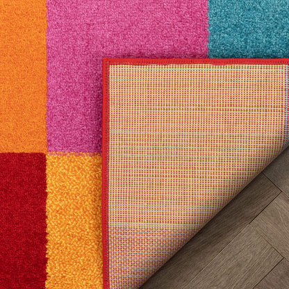 Well Woven Modern Rug Squares Multi Geometric 5' x 7' Area Rug Entryway Bright Kids Room Kitchn Bedroom Carpet Bathroom Soft Durable Area Rug