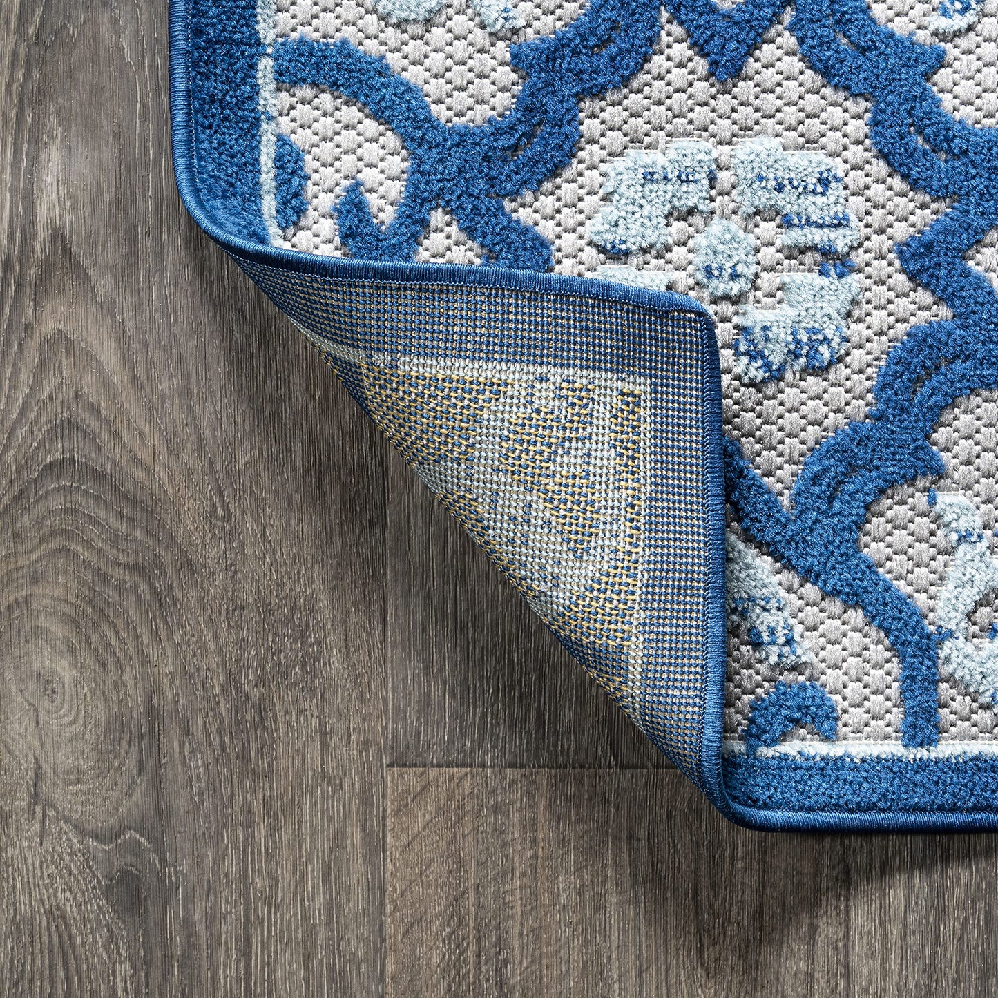 JONATHAN Y Tile Trellis Indoor Outdoor Area Rug 4X6 Light Gray/Blue, Gallia High-Low for Backyard, Patio, Porch, Easy-Cleaning, High Traffic, Pet-Friendly, Non-Shedding (AMC107B-4)
