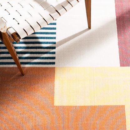 SAFAVIEH Orwell Collection Area Rug - 3' Square, Rust & Yellow, Mid-Century Modern Abstract Design, Non-Shedding & Easy Care, Ideal for High Traffic Areas in Living Room, Bedroom (ORW368P)