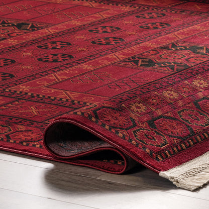 nuLOOM Billie Red/Ivory, 4' x 6', Traditional Oriental, Soft and Cozy, High Traffic, Stain Resistant, Easy Clean, Durable Area Rug for Bedroom, Living Room, Dining Space, Den, Foyer, Entryway