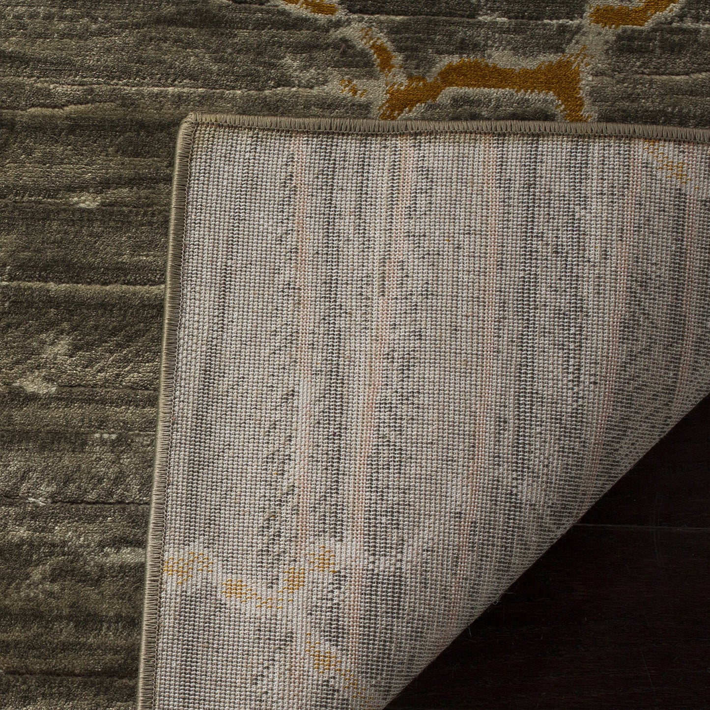 SAFAVIEH Porcello Collection Area Rug - 6'7" Square, Dark Grey & Yellow, Modern Abstract Design, Non-Shedding & Easy Care, Ideal for High Traffic Areas in Living Room, Bedroom (PRL7738C)