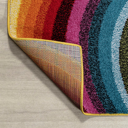 JONATHAN Y Flow Abstract Swirl Indoor Area Rug 3x5, Red/Yellow/Blue, Modern, Coastal, Easy-Cleaning for Living Room, Bedroom, Kitchen, Pet Friendly, Non-Shedding (DZC100A-3)