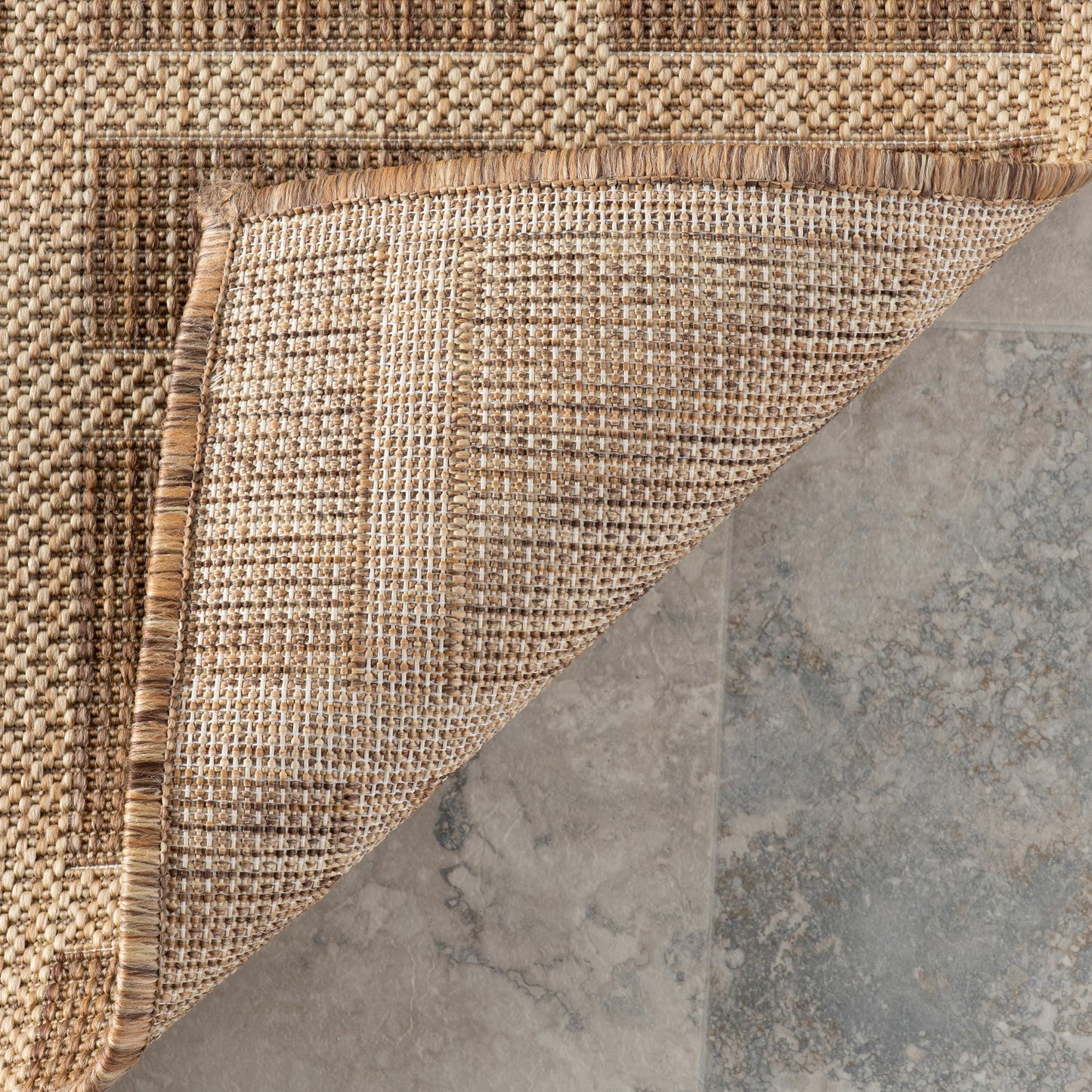 Nuloom Vanya Checkered 5' x 8' Indoor/Outdoor Area Rug for Living Room Patio Deck Front Porch, Light Brown
