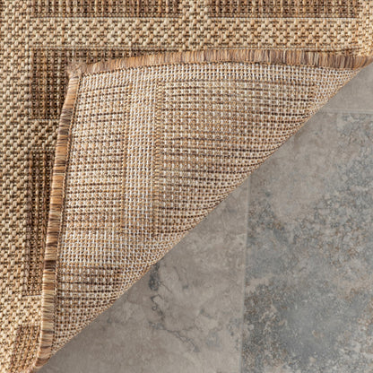 Nuloom Vanya Checkered 5' x 8' Indoor/Outdoor Area Rug for Living Room Patio Deck Front Porch, Light Brown