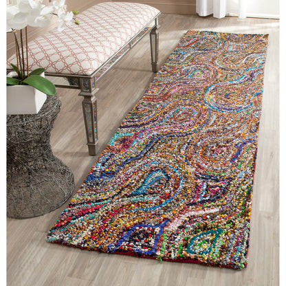 SAFAVIEH Nantucket Collection Accent Rug - 2'3" x 4', Multi, Handmade Boho Abstract Burst Cotton, Ideal for High Traffic Areas in Entryway, Living Room, Bedroom (NAN437A)