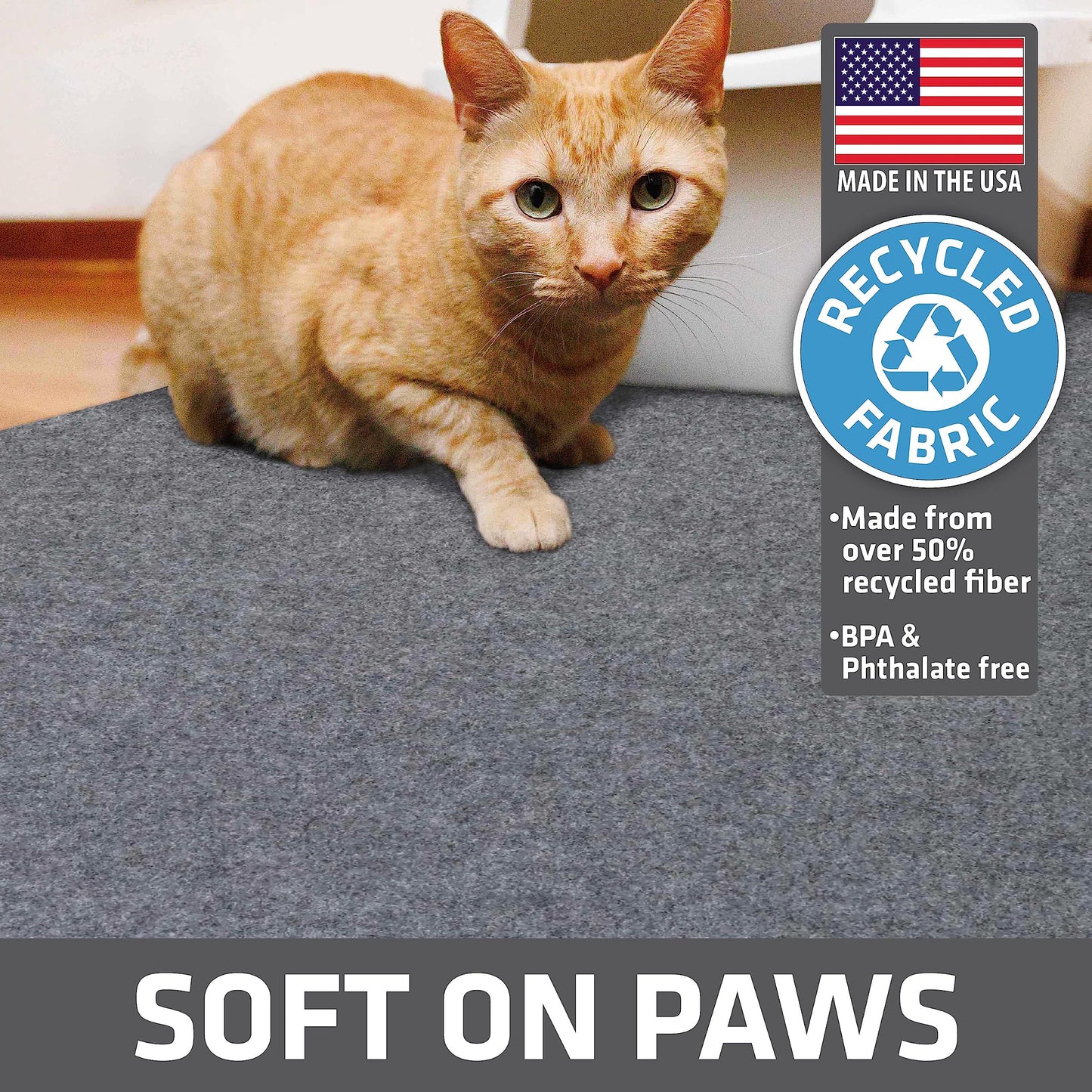 Drymate Cat Litter Box Mat, Litter Trapping Mat, Waterproof, Urine-Proof, Absorbent, Machine Washable, Soft on Paws, Contains Mess, Protects Floors, Kitten Supplies, Light Grey, 29x36 XL