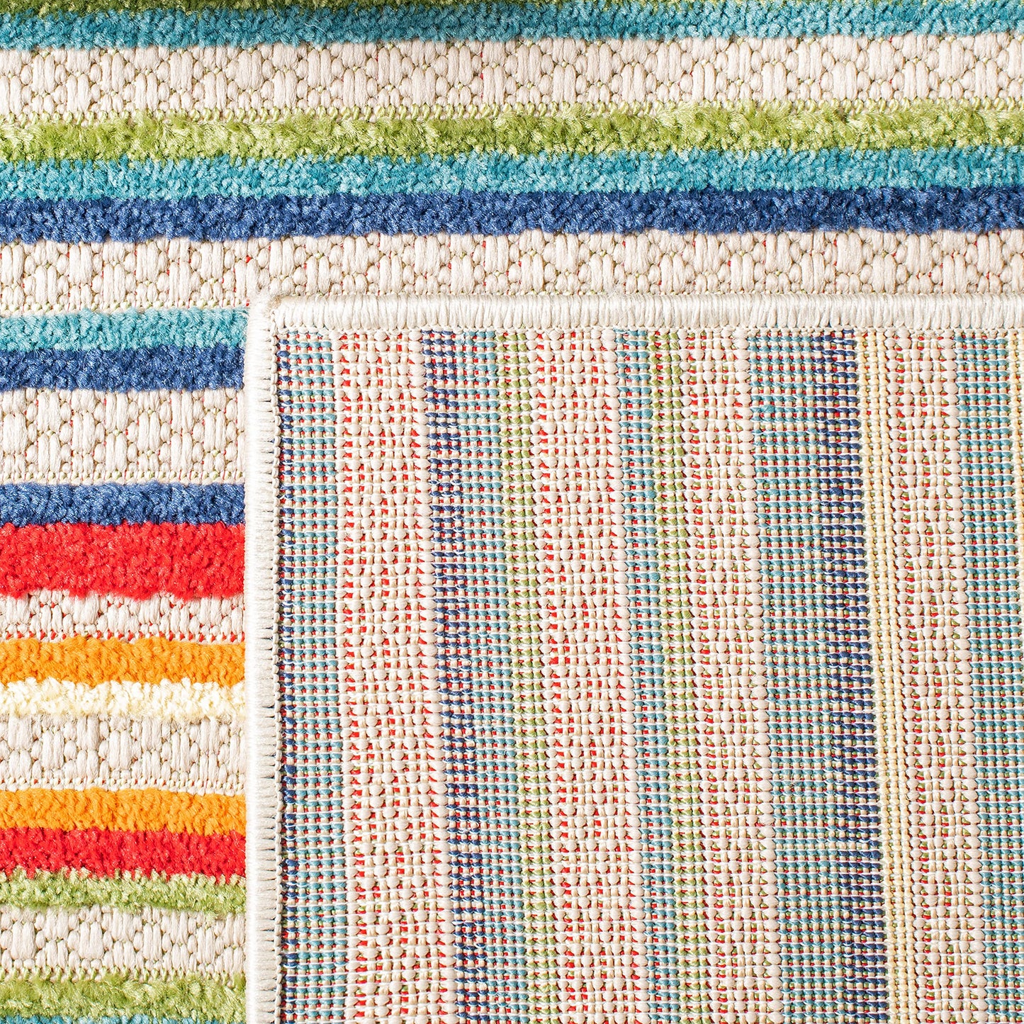 SAFAVIEH Washable Rug Outdoor Cabana Collection - 8' x 10', Ivory & Green, Non-Shedding & Easy to Clean, Ideal for Patio, Backyard, Mudroom (CBN323A)