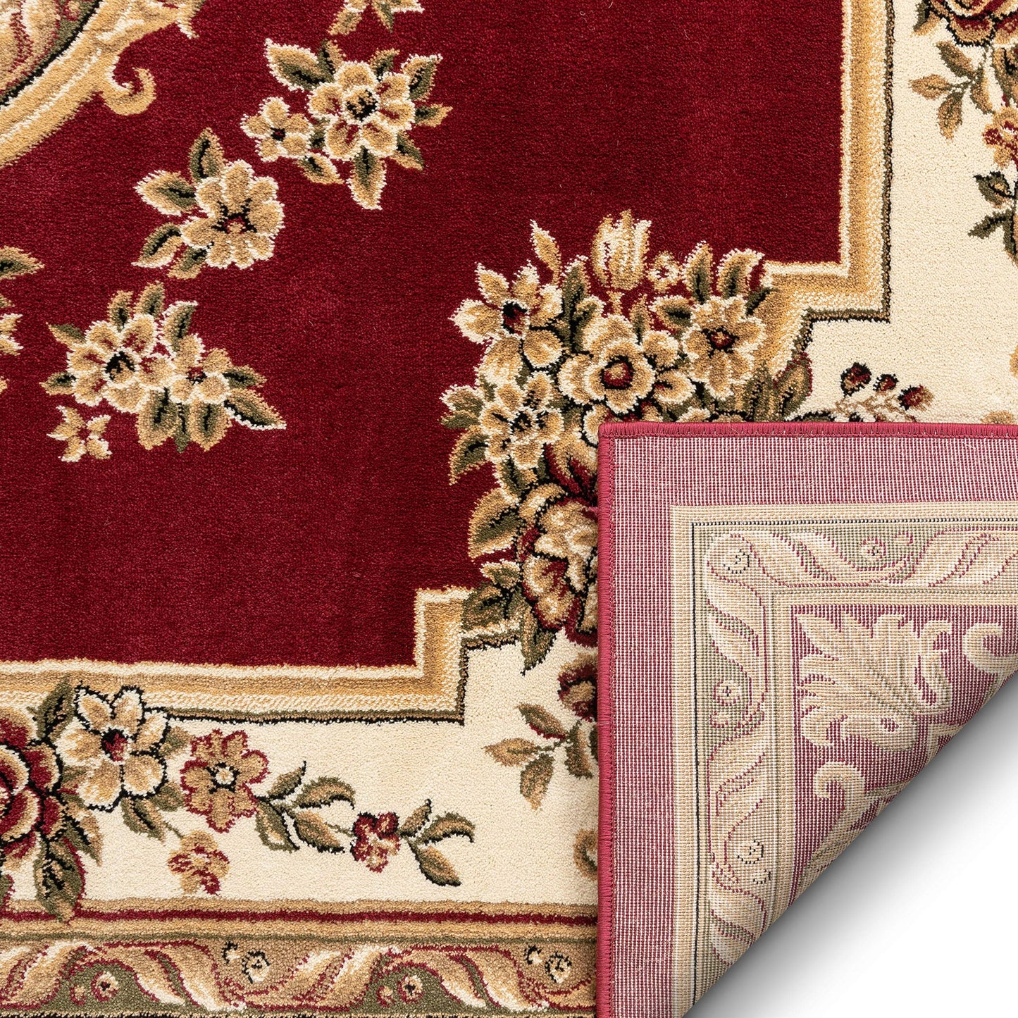 Pastoral Medallion Red French European Formal Traditional Area Rug (5'3" x 7'3") Easy to Clean Stain Fade Resistant Shed Free Modern Contemporary Floral Thick Soft Plush Living Dining Room Rug