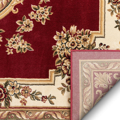 Pastoral Medallion Red French European Formal Traditional Area Rug (5'3" x 7'3") Easy to Clean Stain Fade Resistant Shed Free Modern Contemporary Floral Thick Soft Plush Living Dining Room Rug