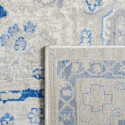 SAFAVIEH Brentwood Collection Area Rug - 9' x 12', Beige & Blue, Medallion Distressed Design, Non-Shedding & Easy Care, Ideal for High Traffic Areas in Living Room, Bedroom (BNT852C)