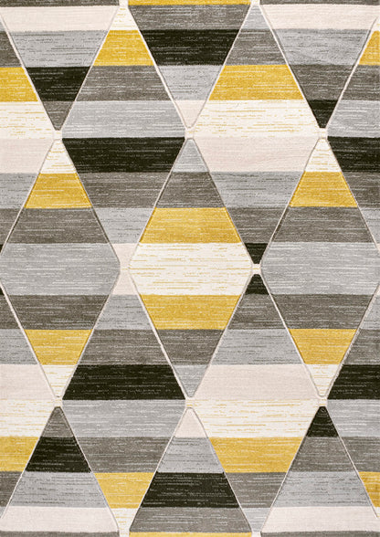 JONATHAN Y Retro Diamonds Yellow/Gray/Cream Indoor Area Rug 4X6 ft, Kehoe Geometric for Living Room, Bedroom, Kitchen, Office, Easy-Cleaning, High Traffic, Pet-Friendly, Non-Shedding UNQ101A-4