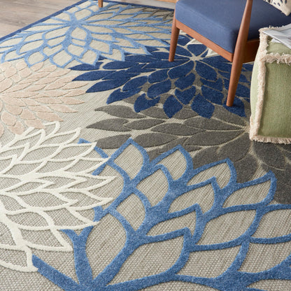 Nourison Home Aloha Indoor/Outdoor Blue/Multicolor 6' x 9' Area Rug, Easy Cleaning, Non Shedding, Bed Room, Living Room, Dining Room, Deck, Backyard, Patio (6x9)