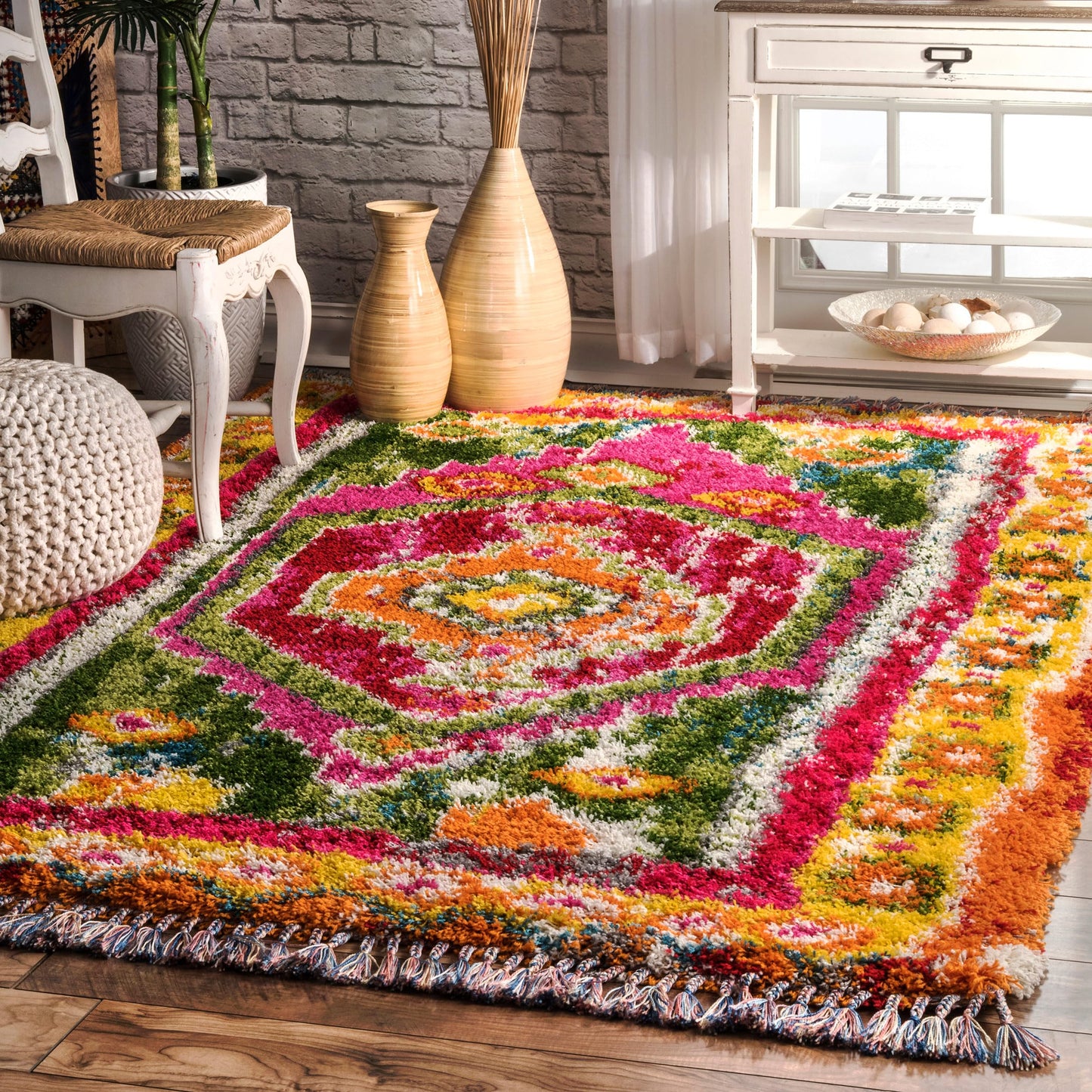 nuLOOM Shania Medallion Shaggy Area Rug, 8x10, Multi