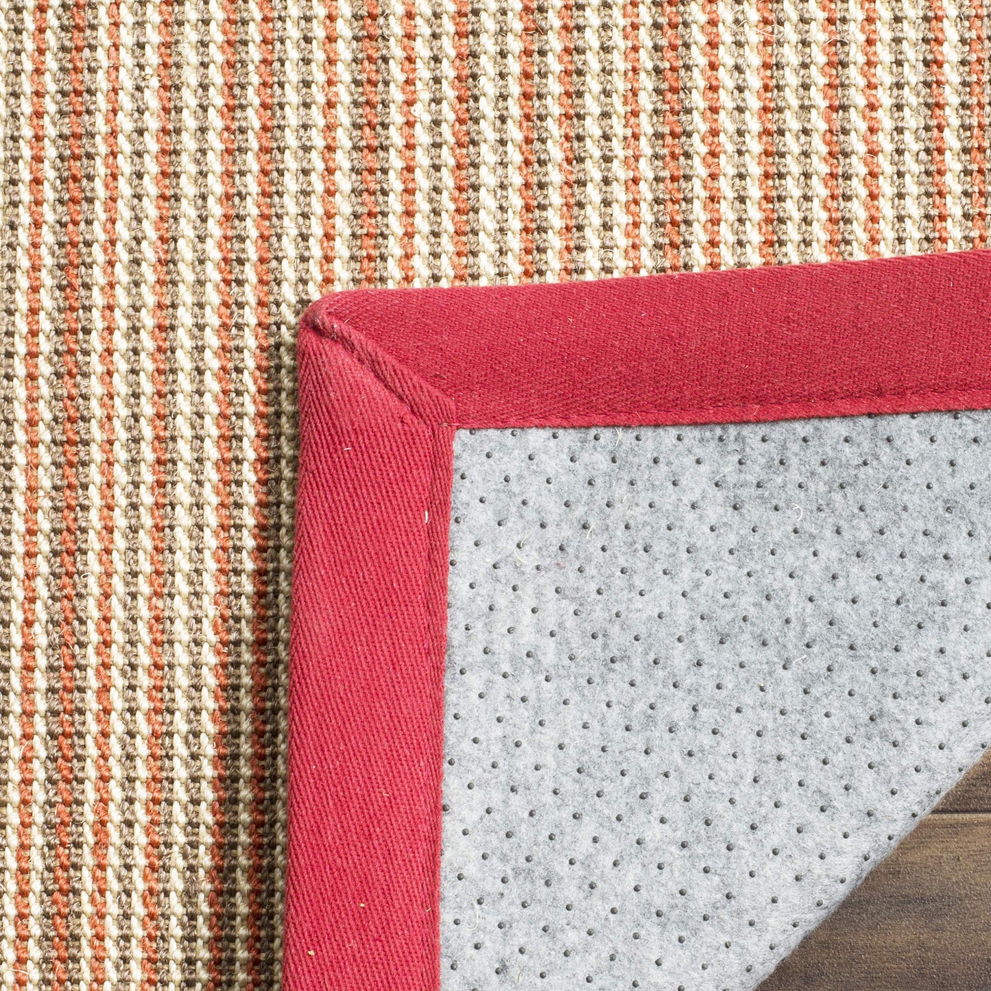 SAFAVIEH Natural Fiber Collection Runner Rug - 2'6" x 6', Rust & Rust, Border Stripe Sisal Design, Easy Care, Ideal for High Traffic Areas in Living Room, Bedroom (NF442B)