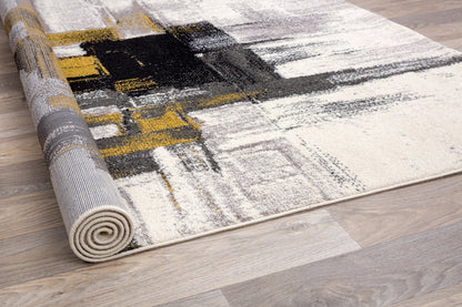 Rugshop Gold Modern Abstract Area Rug — Non-Shedding for Living Room, Dining Room and Office 6'6" x 9'