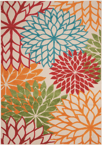Nourison Home Aloha Indoor/Outdoor Green 5'3" x 7'5" Area Rug, Tropical, Botanical, Easy Clean, Non Shedding, Bed Room, Living Room, Dining Room, Deck, Backyard, Patio (5x7)