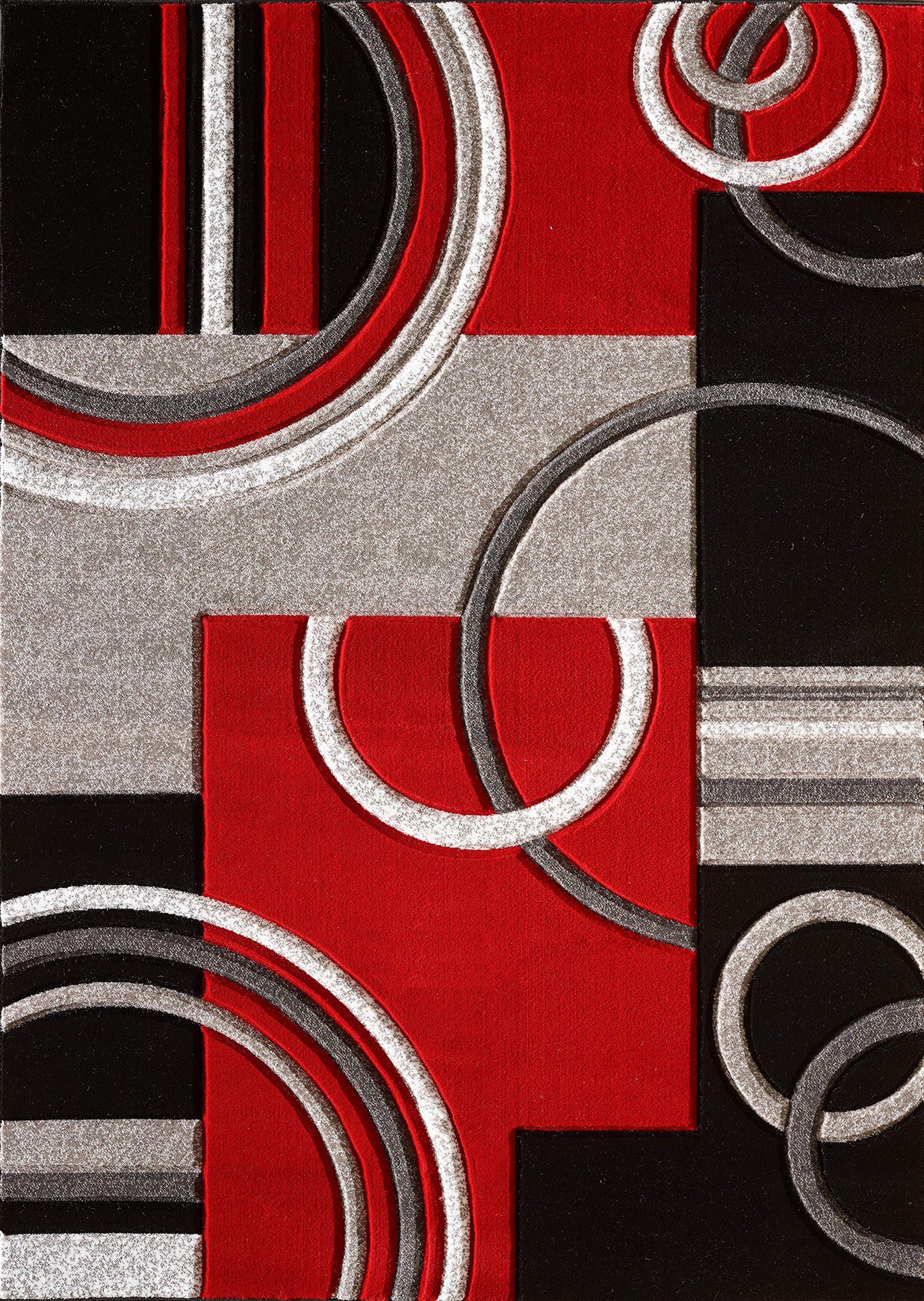 GLORY RUGS Area Rug Modern 5x7 Red Soft Hand Carved Contemporary Floor Carpet with Premium Fluffy Texture for Indoor Living Dining Room and Bedroom Area