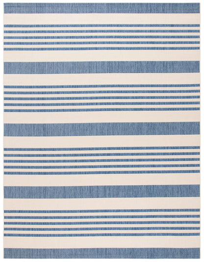 SAFAVIEH Washable Rug Outdoor Courtyard Collection - 9' x 12', Beige & Blue, Non-Shedding & Easy Cleaning, Ideal for Patio, Backyard, Mudroom (CY6062-233)