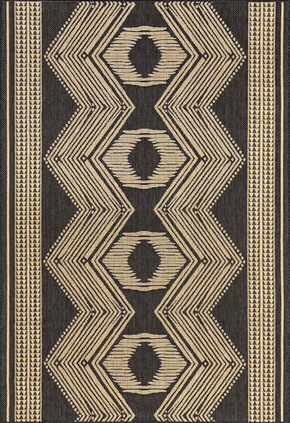 Nuloom Ranya Dark Grey/Ivory, 5' x 8', Tribal Geometric, Soft and Cozy, High Traffic, Stain Resistant, Easy Clean, Durable Area Rug for Indoor/Outdoor Patio, Deck, Porch, Garden, Courtyard