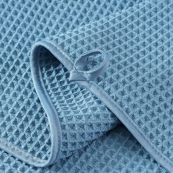 Microfiber Waffle Face Towels, 4 Pieces, Fast Drying, Lint Free 430 GSM