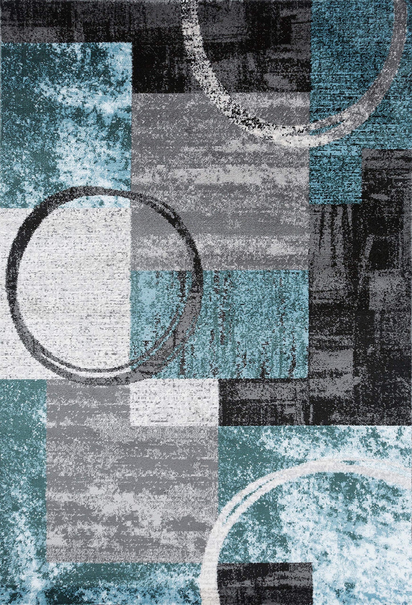 Rugshop Contemporary Circle Design Area Rug, Fade-Resistant Carpet for Living Room, Dining Room, or Home Office, Gray, 6'6" x 9'