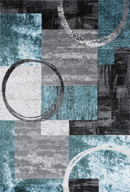 Rugshop Contemporary Circle Design Area Rug, Fade-Resistant Carpet for Living Room, Dining Room, or Home Office, Gray, 6'6" x 9'