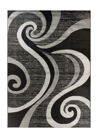 GLORY RUGS Modern Area Rug 8x10 Black Gray Swirls Carpet Bedroom Living Room Contemporary Dining Accent Sevilla Collection 4817A (8x10, Black)