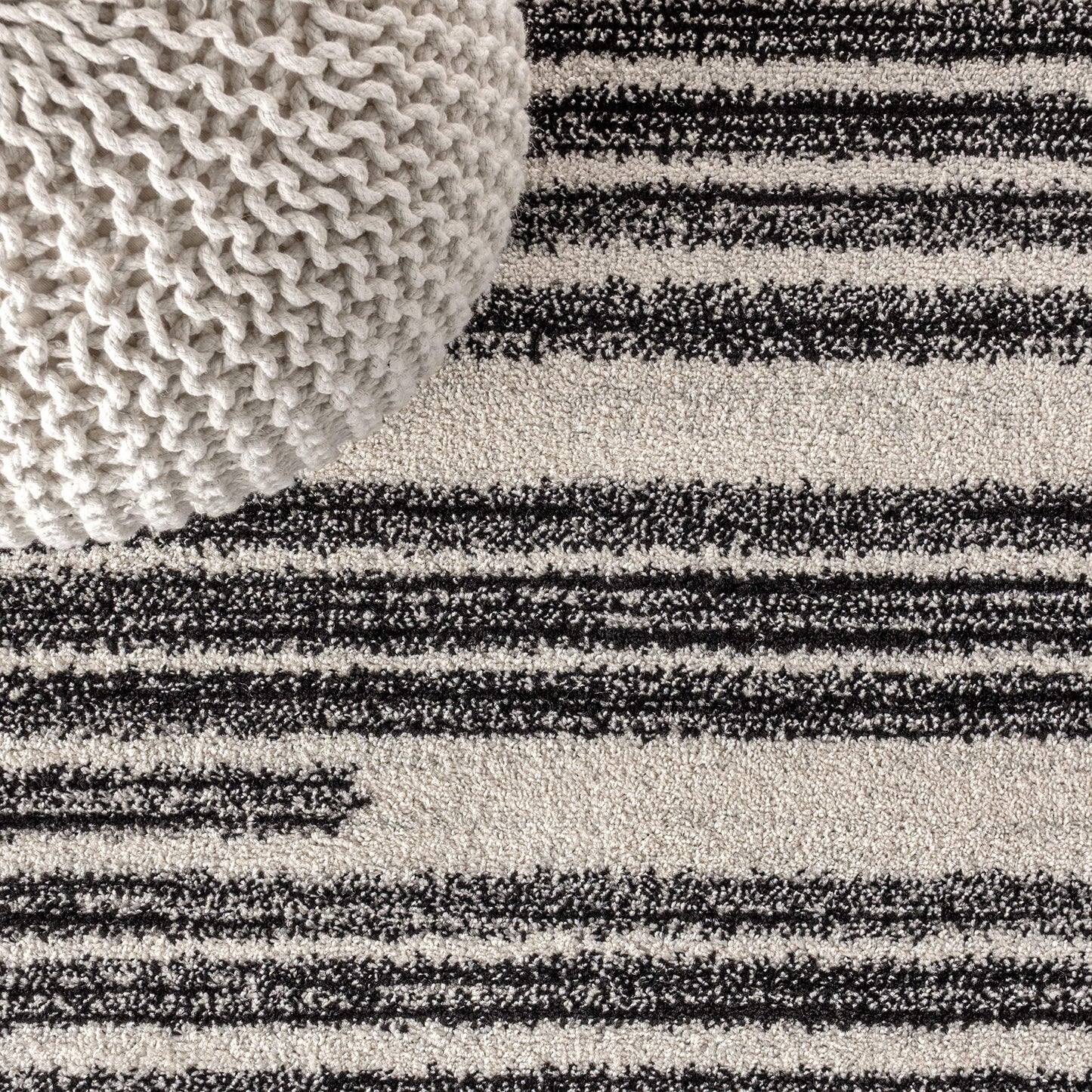 JONATHAN Y Khalil Modern Berber Stripe Cream/Black Indoor Area Rug, 9x12, Contemporary, Bohemian, Easy-Cleaning for Living Room, Bedroom, Kitchen, Pet Friendly, Non-Shedding (MOH207A-9)