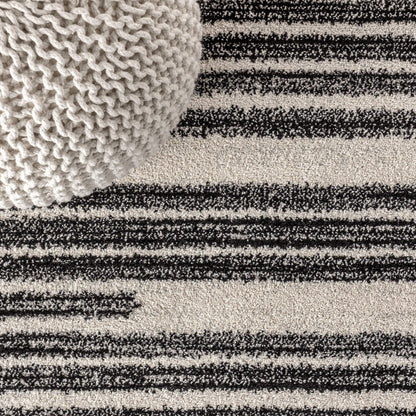 JONATHAN Y Khalil Modern Berber Stripe Cream/Black Indoor Area Rug, 9x12, Contemporary, Bohemian, Easy-Cleaning for Living Room, Bedroom, Kitchen, Pet Friendly, Non-Shedding (MOH207A-9)